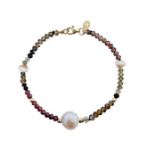 Pulsera Mujer Oro 14K Oro Finito Zafiro Tundra Perlas